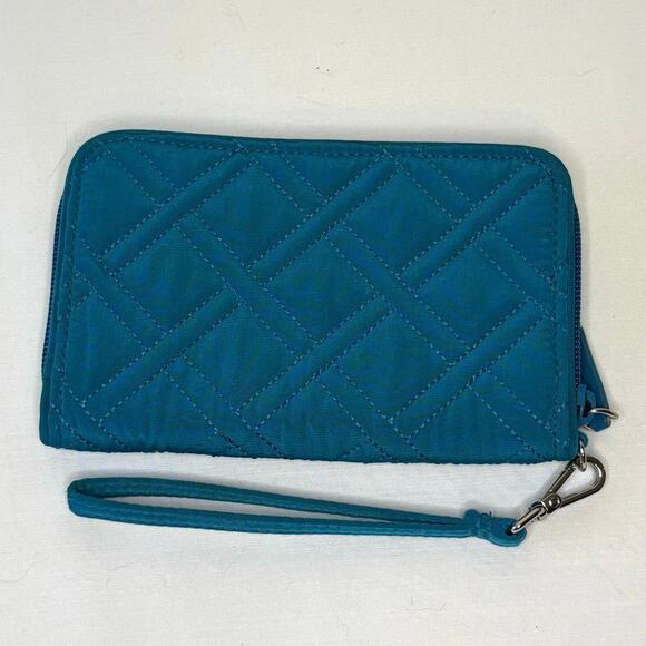 Vera Bradley RFID Grab & Go Wristlet Accordion Wallet Bahama Bay Teal Zip Around - Picture 2 of 10
